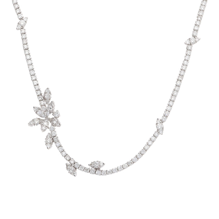 Diamond 8.27ct 18ct White Gold Floral Necklace