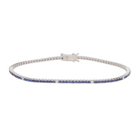 Sapphire 1.54ct and Diamond 0.09ct 18ct White Gold Line Bracelet - Michael Jones Jeweller