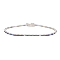Sapphire 1.54ct and Diamond 0.09ct 18ct White Gold Line Bracelet