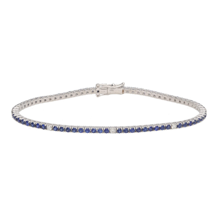 Sapphire 2.30ct and Diamond 0.21ct 18ct White Gold Line Bracelet