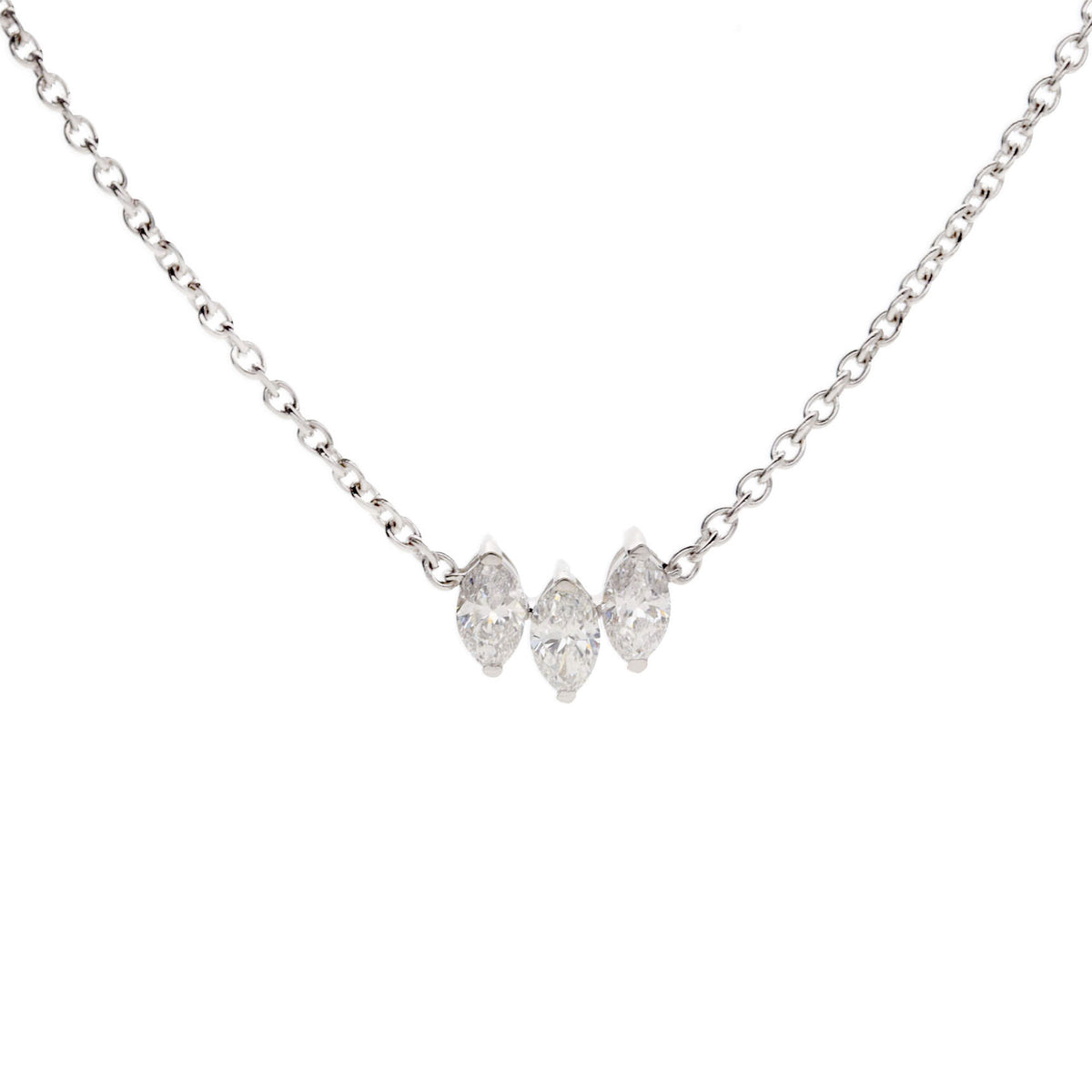 Histoire D'Elle Marquise Diamond 18ct White Gold Trio Necklace - Michael Jones Jeweller