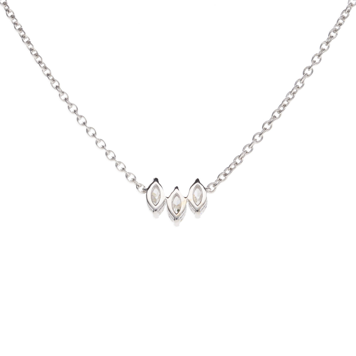Histoire D'Elle Marquise Diamond 18ct White Gold Trio Necklace - Michael Jones Jeweller