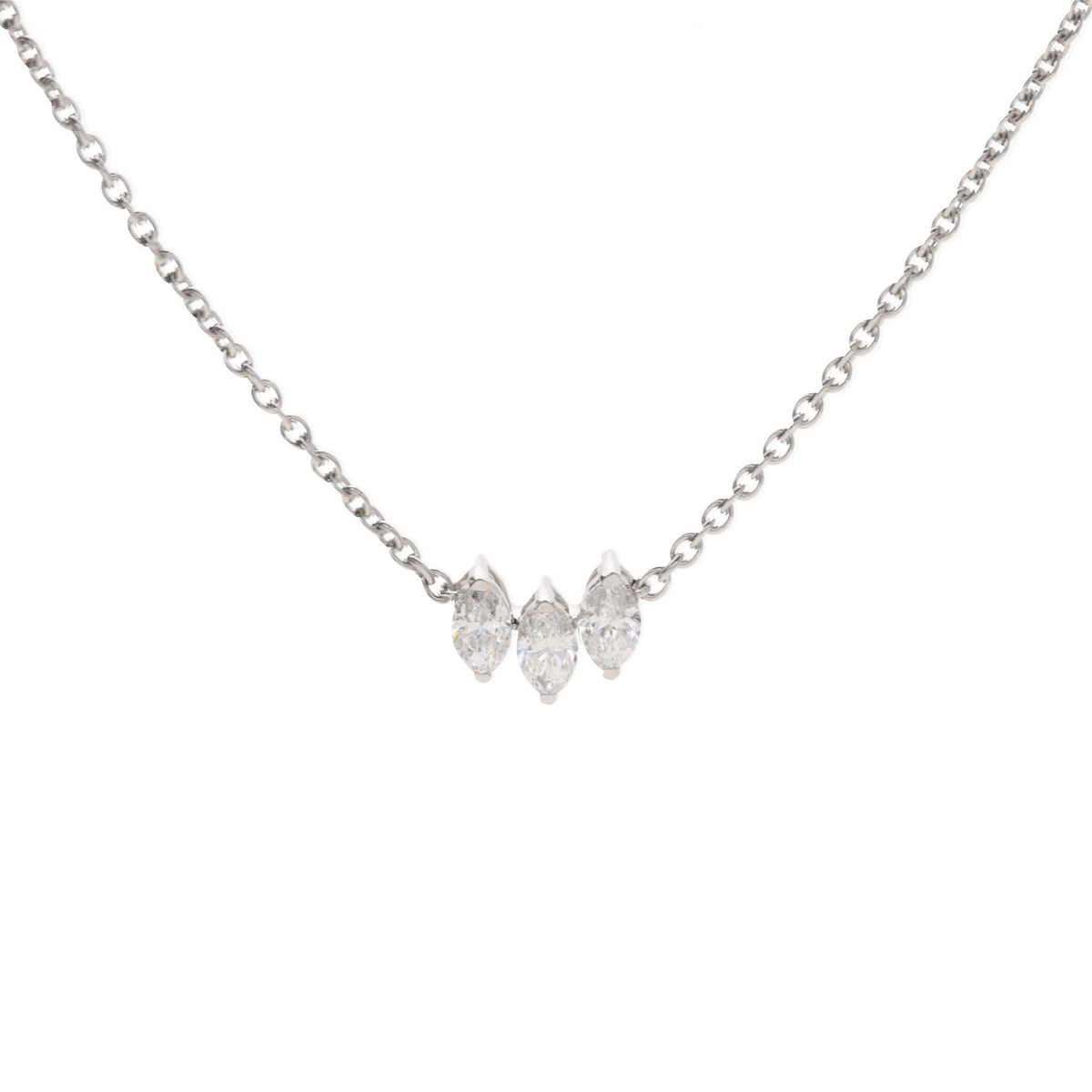 Histoire D'Elle Marquise Diamond 18ct White Gold Trio Necklace - Michael Jones Jeweller