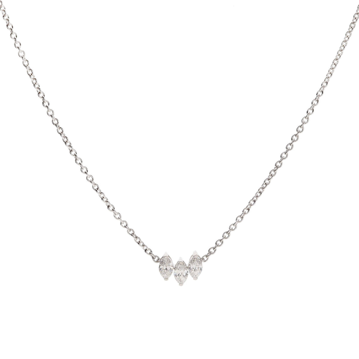 Histoire D'Elle Marquise Diamond 18ct White Gold Trio Necklace - Michael Jones Jeweller