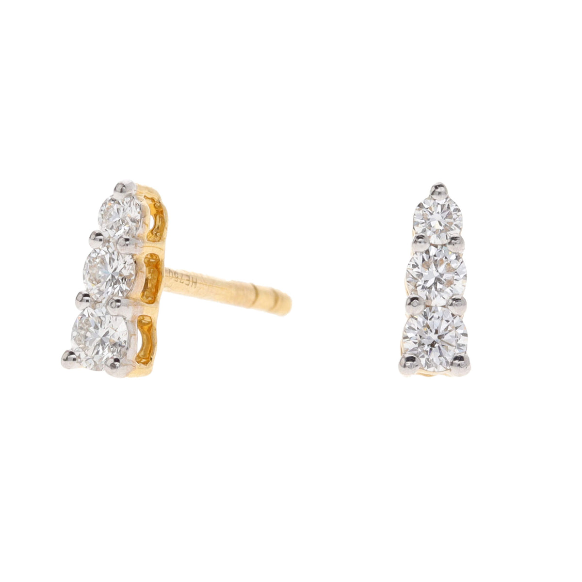 Histoire D'Elle Diamond 18ct Yellow Gold Graduated Stud Earrings - Michael Jones Jeweller