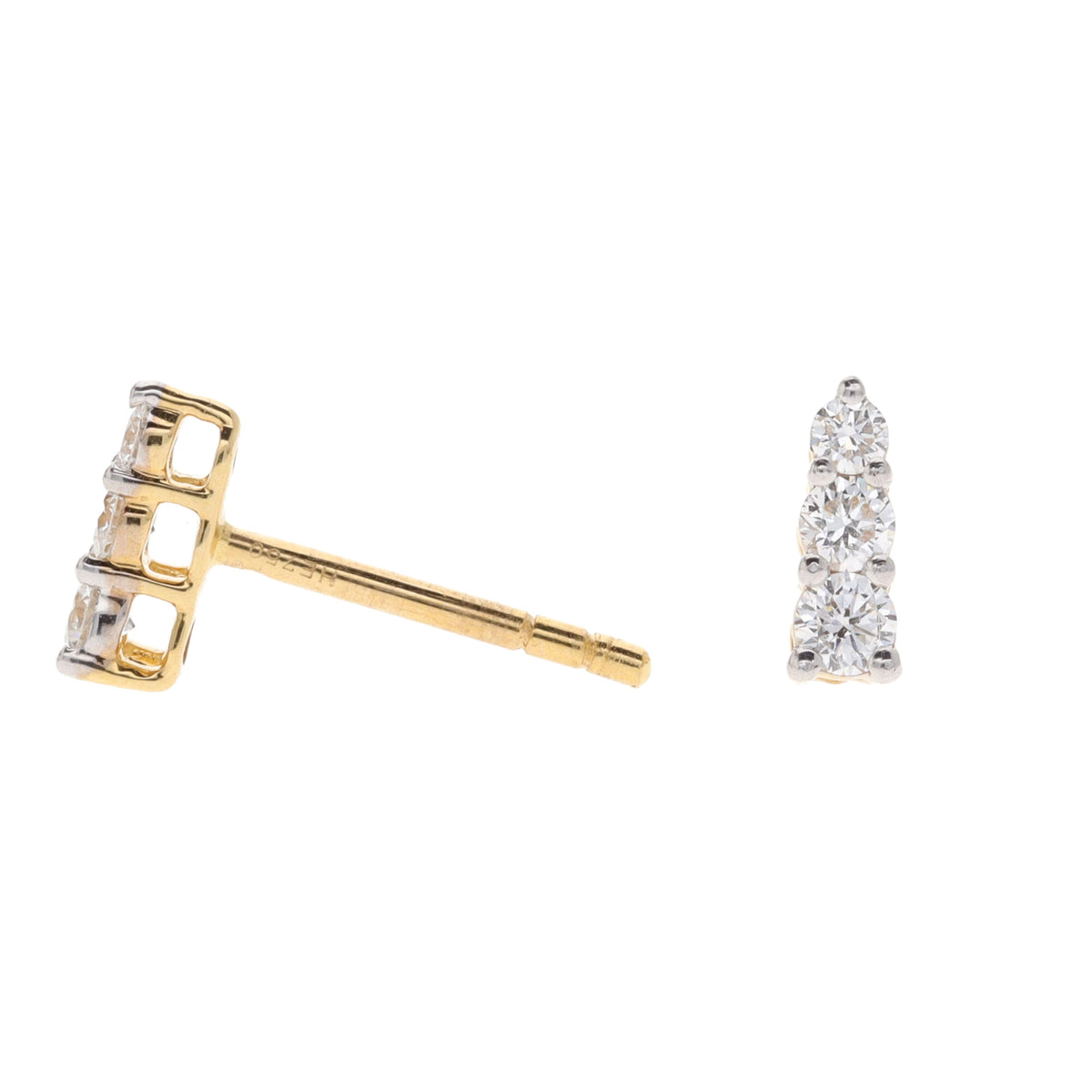 Histoire D'Elle Diamond 18ct Yellow Gold Graduated Stud Earrings - Michael Jones Jeweller