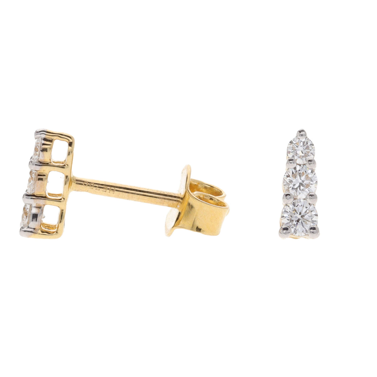Histoire D'Elle Diamond 18ct Yellow Gold Graduated Stud Earrings - Michael Jones Jeweller