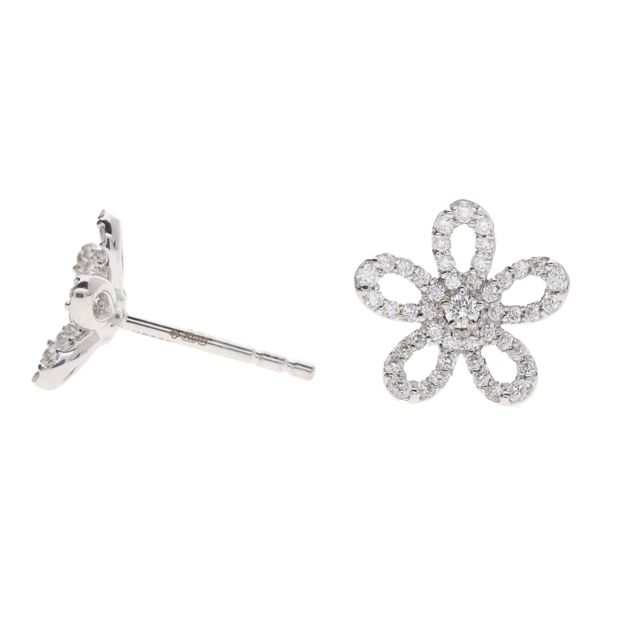 Histoire D'Elle Diamond 0.30ct 18ct White Gold Flower Cluster Stud Earrings - Michael Jones Jeweller