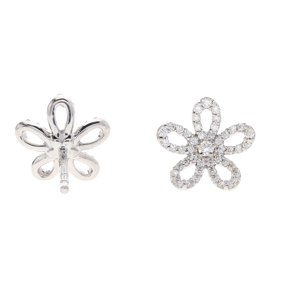 Histoire D'Elle Diamond 0.30ct 18ct White Gold Flower Cluster Stud Earrings - Michael Jones Jeweller