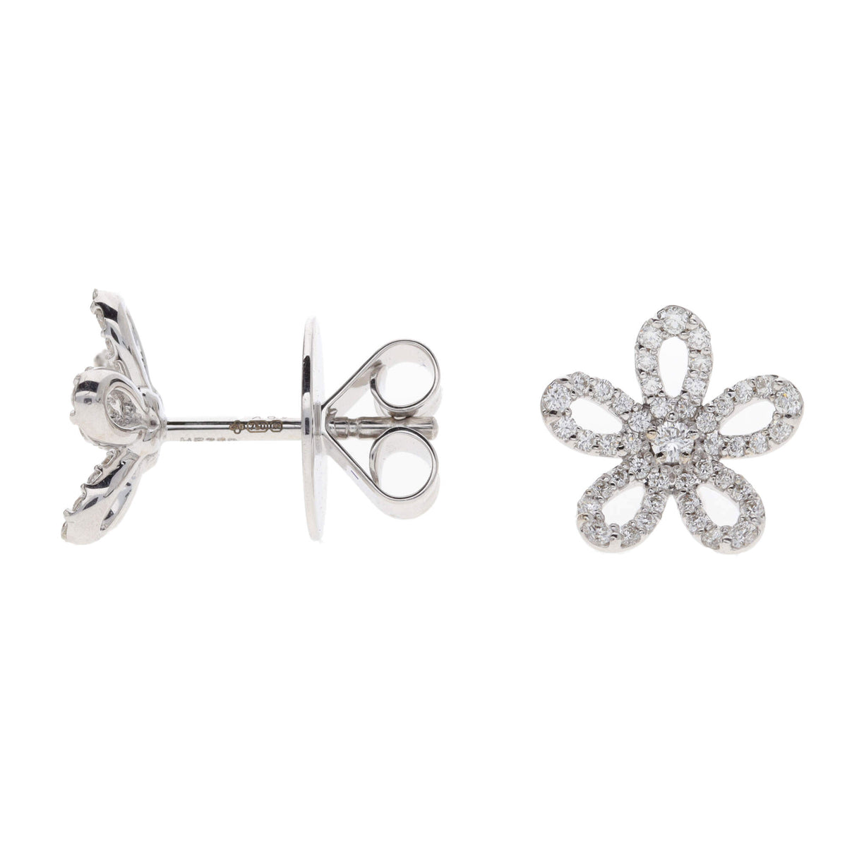 Histoire D'Elle Diamond 0.30ct 18ct White Gold Flower Cluster Stud Earrings - Michael Jones Jeweller