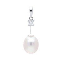 Freshwater Pearl and Diamond 9ct White Gold Pendant - Michael Jones Jeweller