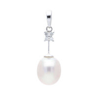 Freshwater Pearl and Diamond 9ct White Gold Pendant - Michael Jones Jeweller