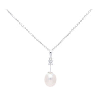Freshwater Pearl and Diamond 9ct White Gold Pendant - Michael Jones Jeweller