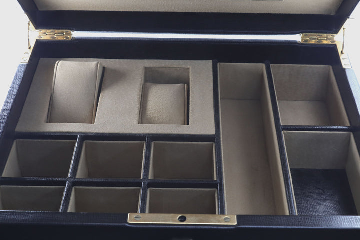 Black Leather Valet Box - Michael Jones Jeweller