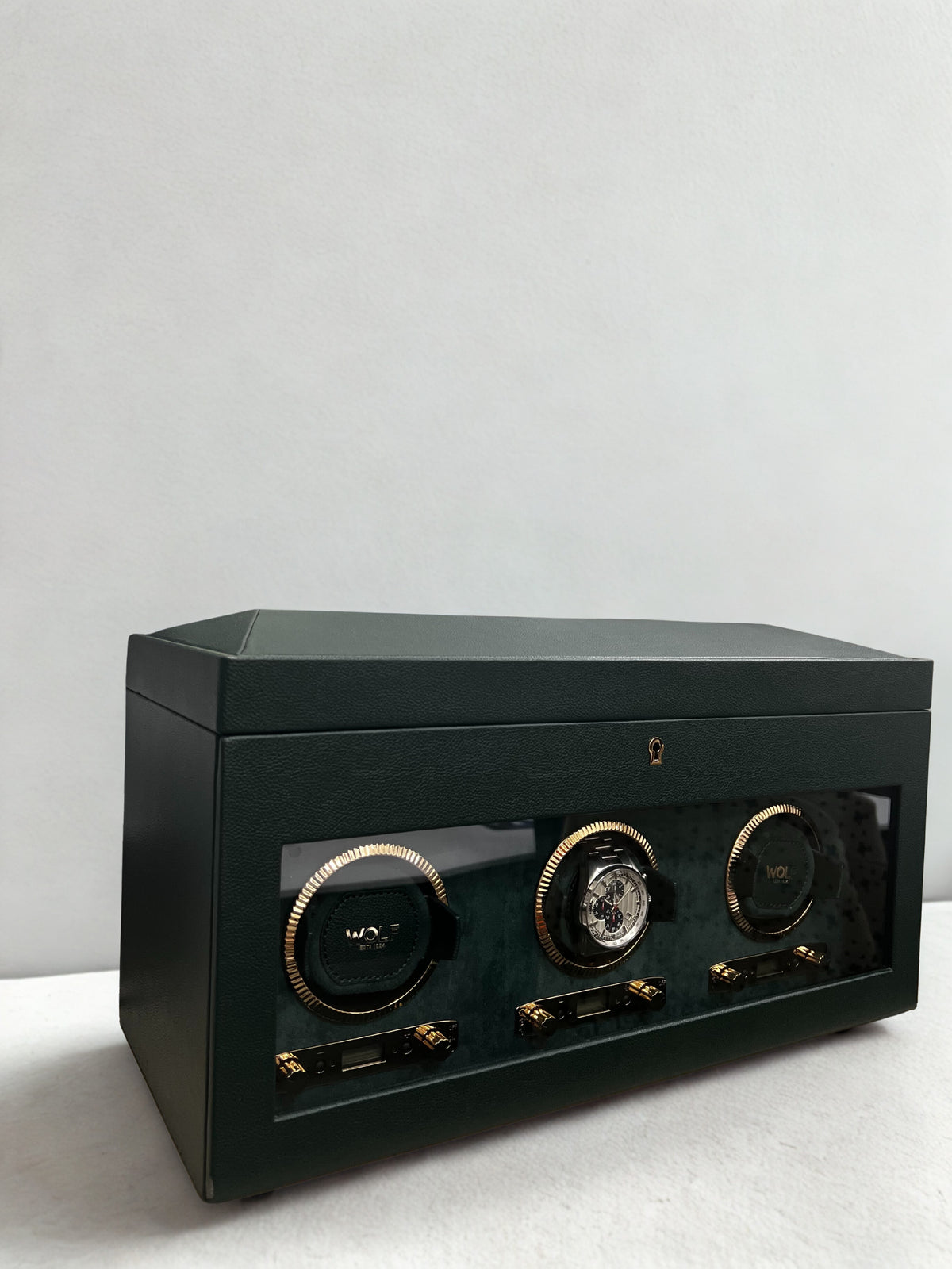 WOLF British Racing Green Triple Watch Winder - Michael Jones Jeweller