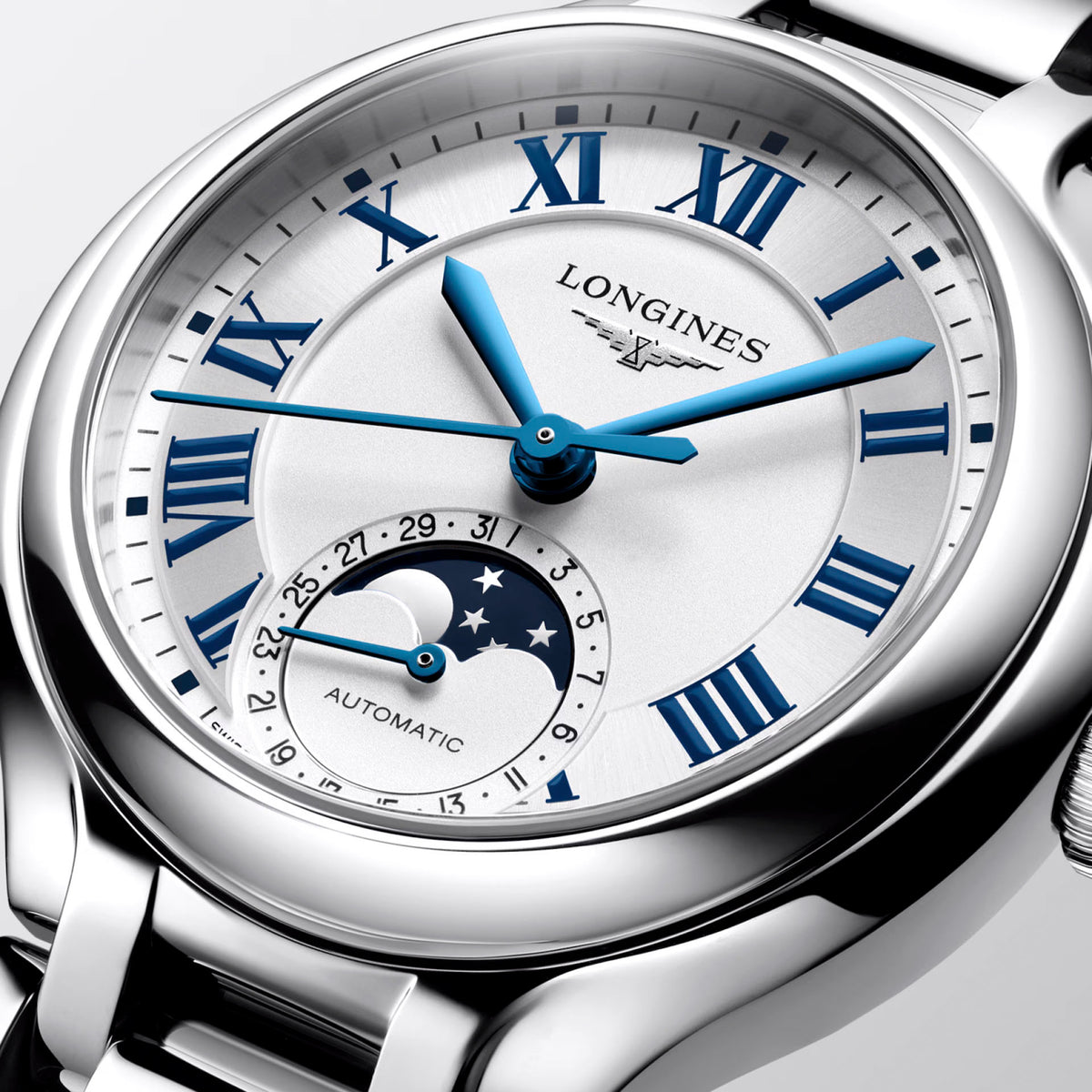 Longines PRIMALUNA MOONPHASE 34mm Automatic Watch L81264716 - Michael Jones Jeweller