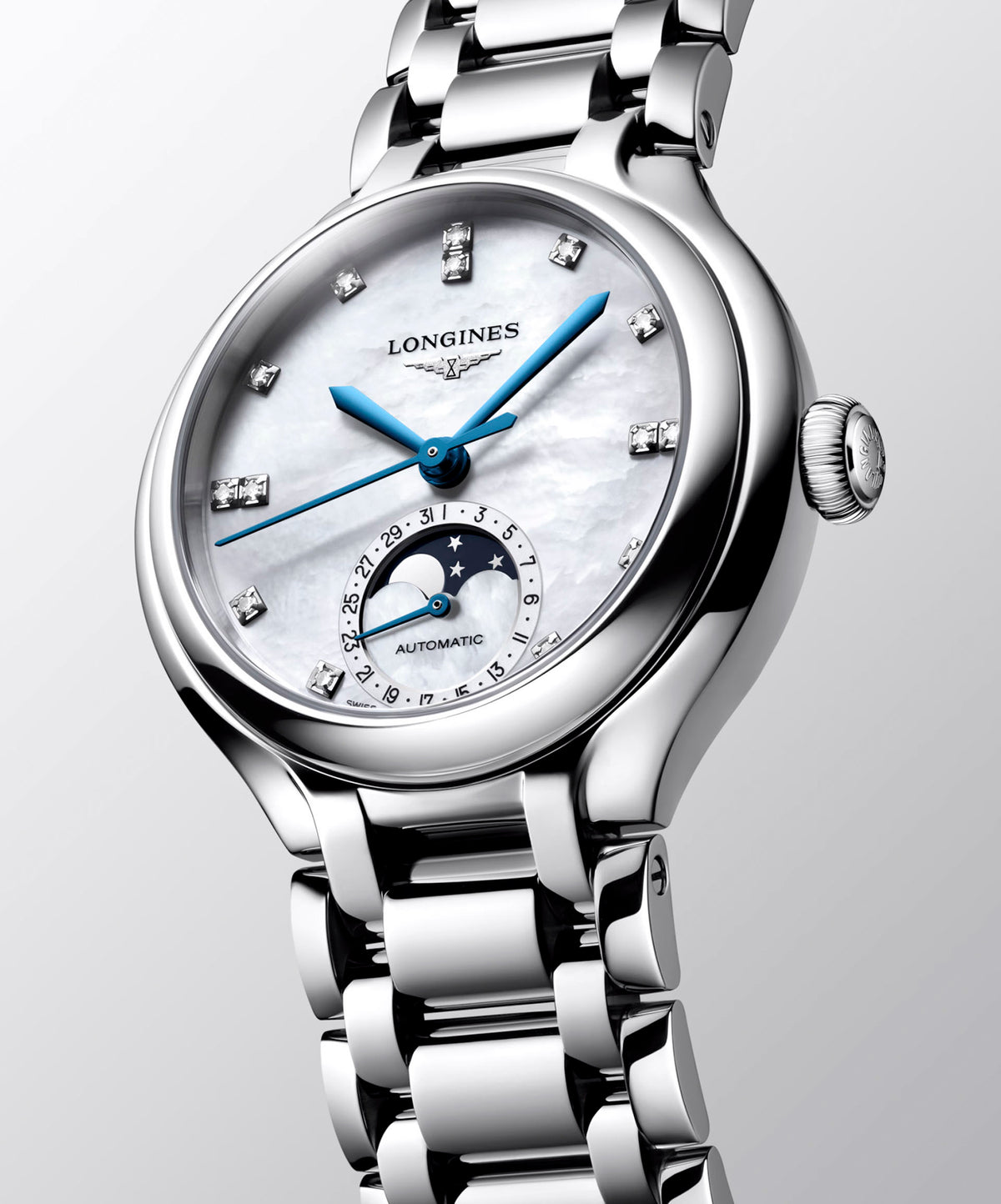 Longines PRIMALUNA MOONPHASE 34mm Automatic Watch L81264876 - Michael Jones Jeweller