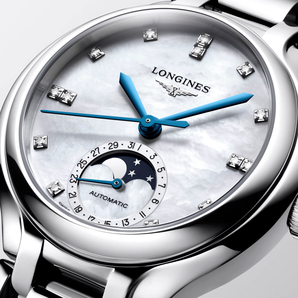 Longines PRIMALUNA MOONPHASE 34mm Automatic Watch L81264876 - Michael Jones Jeweller