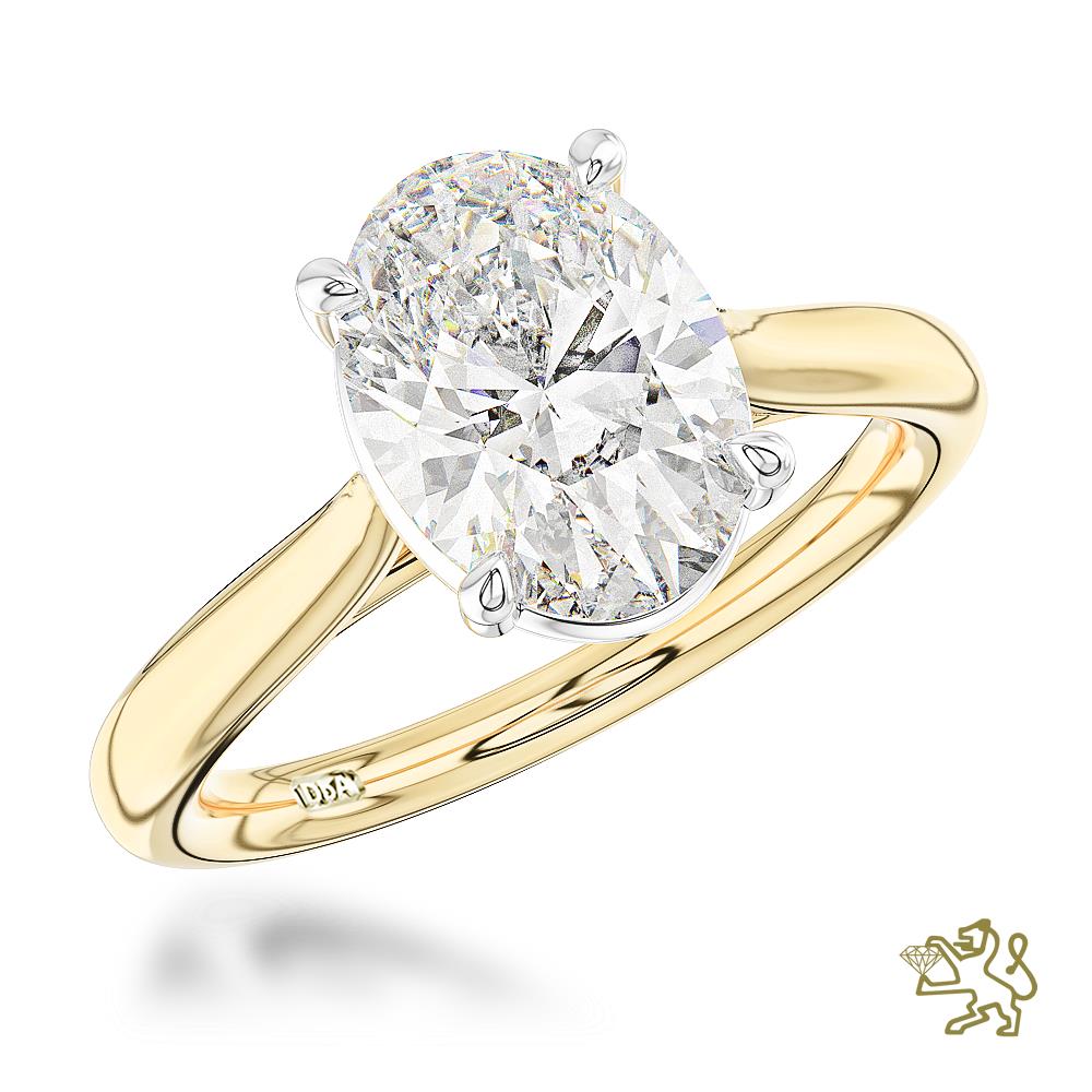 Classic Oval Solitaire 3.03ct E VS1 Laboratory Grown Diamond Yellow Gold/Platinum Ring - Michael Jones Jeweller