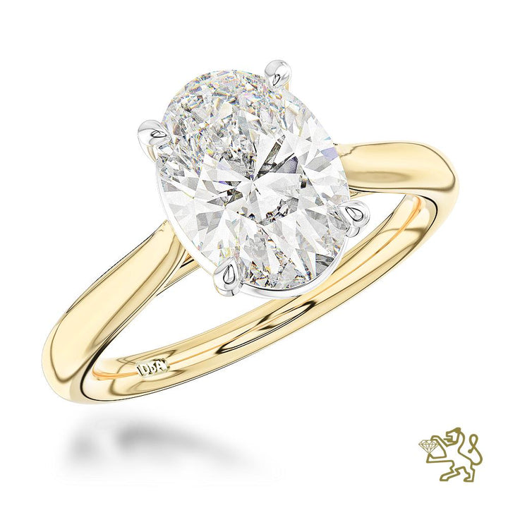 Classic Oval Solitaire 3.03ct E VS1 Laboratory Grown Diamond Yellow Gold/Platinum Ring