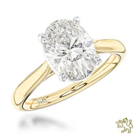 Classic Oval Solitaire 3.03ct E VS1 Laboratory Grown Diamond Yellow Gold/Platinum Ring