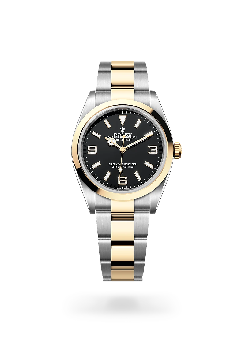 Rolex Explorer in Yellow Rolesor - combination of Oystersteel and yellow gold, M124273-0001 - Michael Jones Jeweller