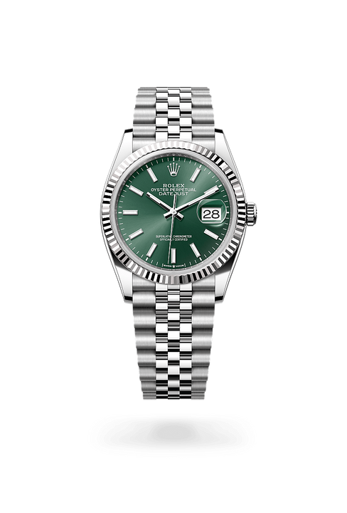 Rolex Datejust in White Rolesor - combination of Oystersteel and white gold, M126234-0051 - Michael Jones Jeweller