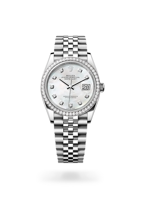 Rolex Datejust in White Rolesor - combination of Oystersteel and white gold, M126284RBR-0011 - Michael Jones Jeweller