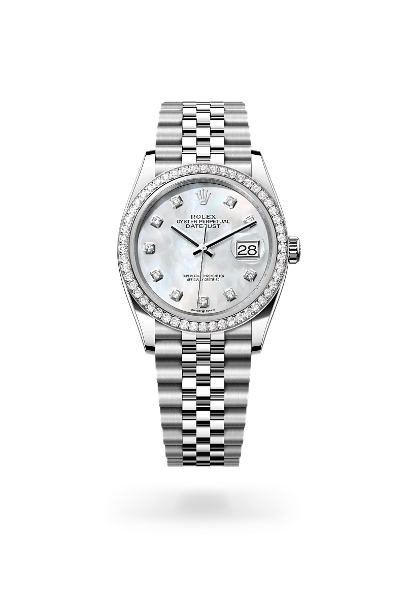 Rolex Datejust in White Rolesor - combination of Oystersteel and white gold, M126284RBR-0011 - Michael Jones Jeweller