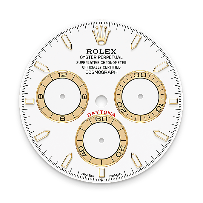 Rolex watch dial with gold and white design