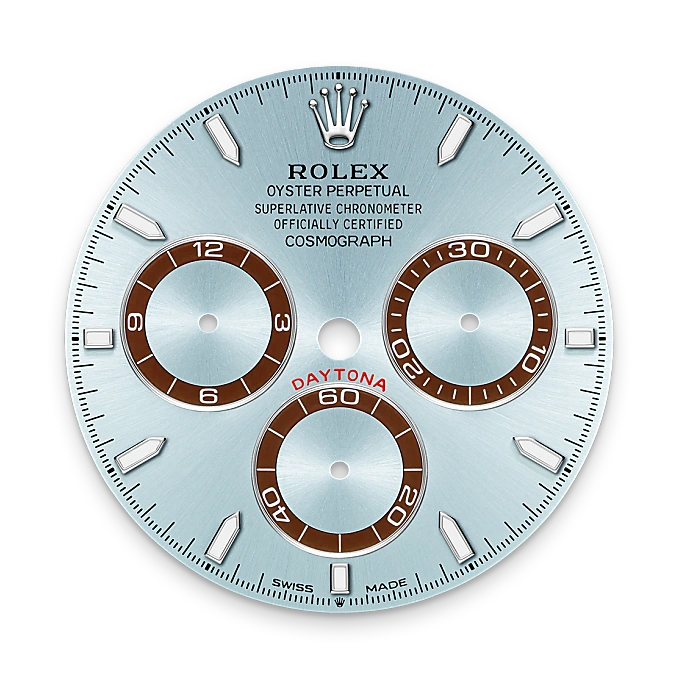 Rolex watch dial with mint and brown design on a white background