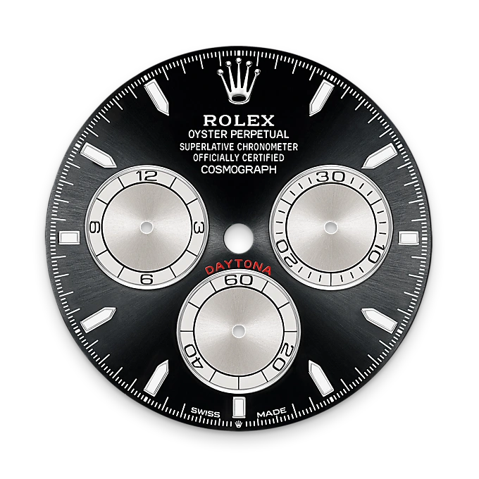 Rolex watch dial with black and silver design