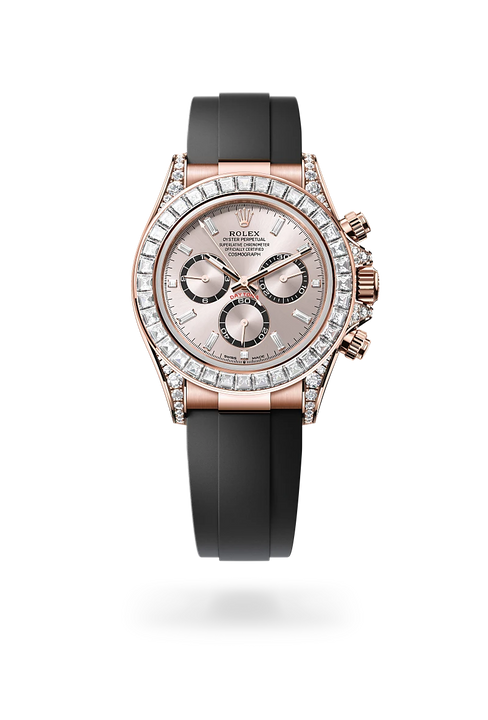 Rolex Cosmograph Daytona in 18 ct Everose gold with lugs set with diamonds, M126535TBR-0002 - Michael Jones Jeweller