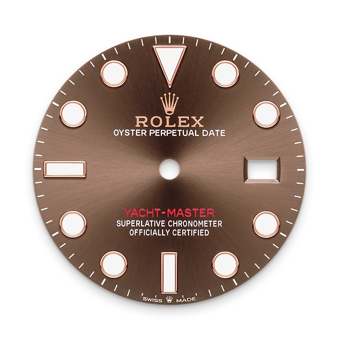 Rolex watch dial with gold and black details on a white background