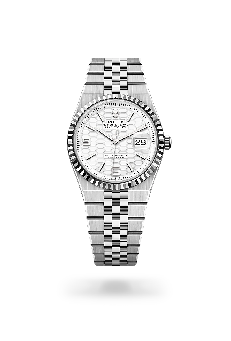 Rolex Land-Dweller in White Rolesor - combination of Oystersteel and white gold, M127234-0001 - Michael Jones Jeweller