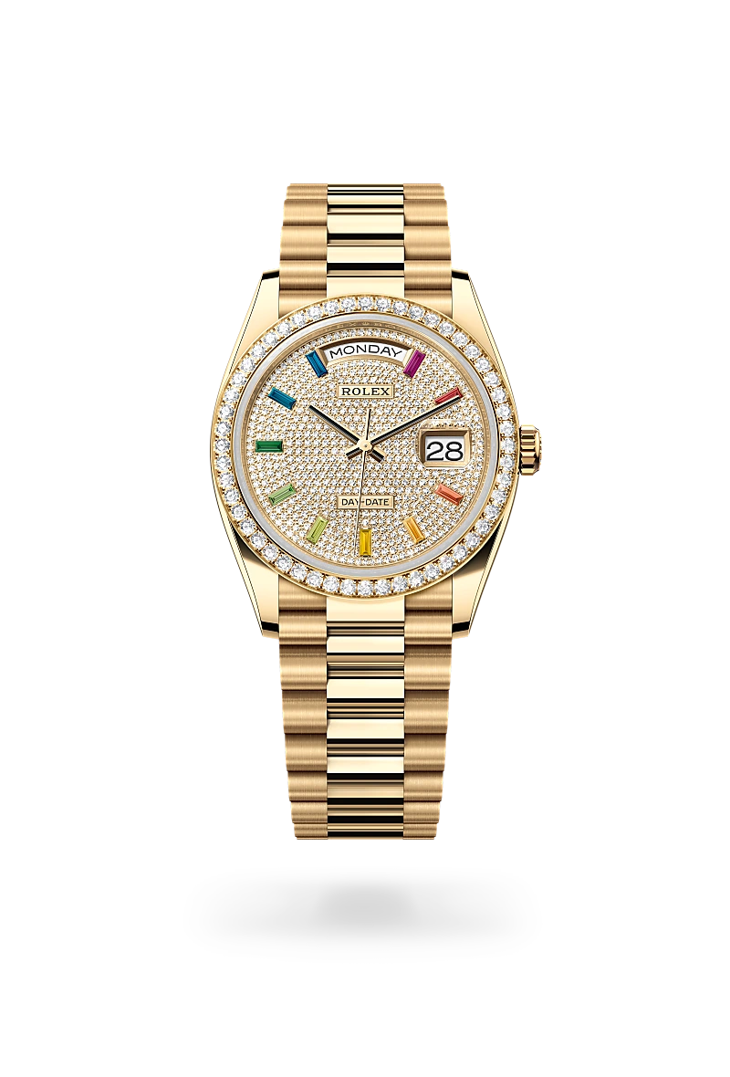 Rolex Day-Date in 18 ct yellow gold, M128348RBR-0030 - Michael Jones Jeweller