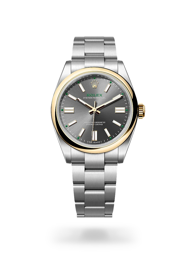 Rolex Oyster Perpetual in Yellow Rolesor - combination of Oystersteel and yellow gold, M134303-0001 - Michael Jones Jeweller