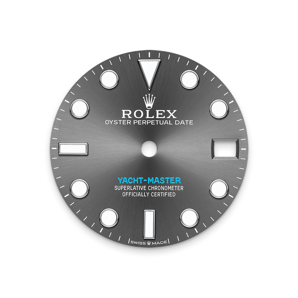 Rolex watch dial with text and logos