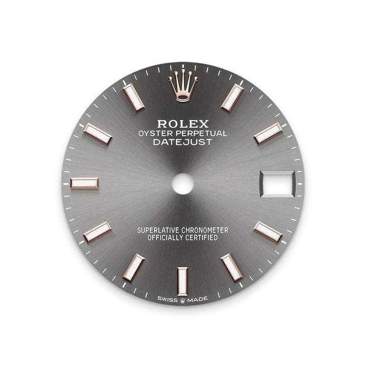 Rolex watch dial with gold accents on a white background