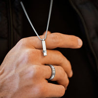 Steel and Barnett Gents Stainless Steel Vertical Bar Necklace Adjustable 24-28 Inches