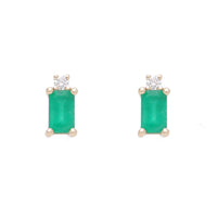 Emerald and Diamond 9ct Yellow Gold Stud Earrings - Michael Jones Jeweller