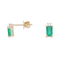 Emerald and Diamond 9ct Yellow Gold Stud Earrings - Michael Jones Jeweller