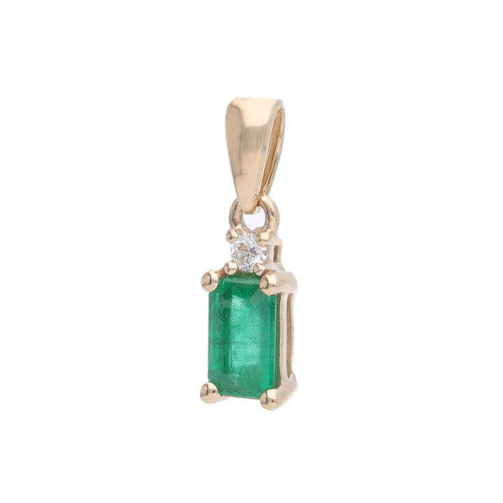 Emerald and Diamond 9ct Yellow Gold Pendant