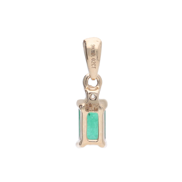 Emerald and Diamond 9ct Yellow Gold Pendant