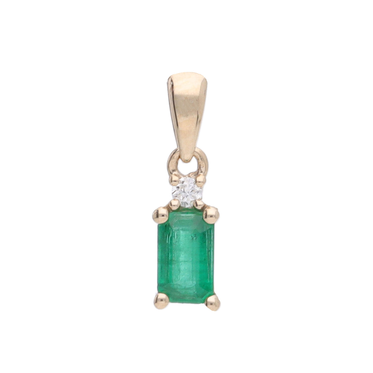 Emerald and Diamond 9ct Yellow Gold Pendant - Michael Jones Jeweller