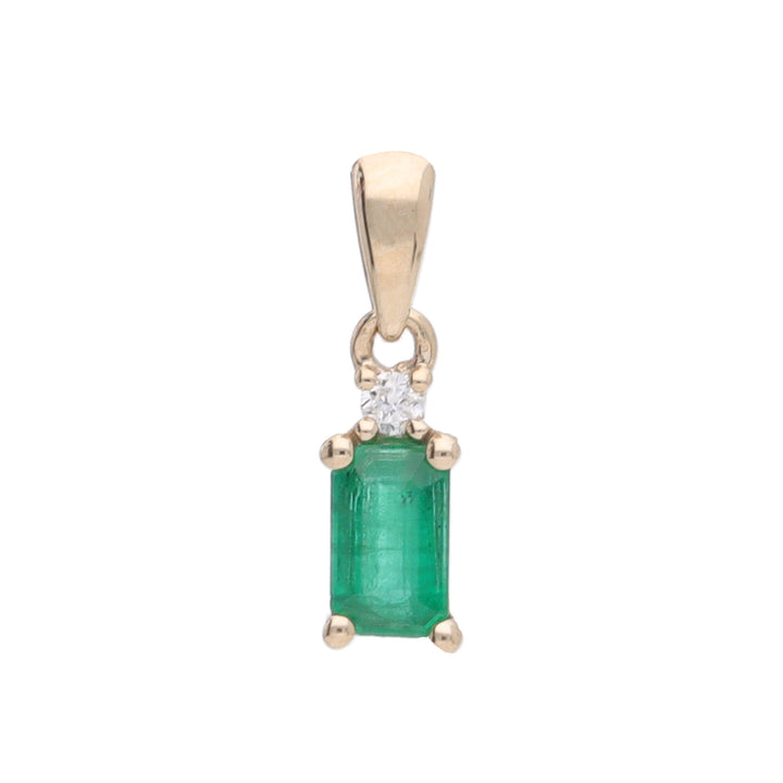 Emerald and Diamond 9ct Yellow Gold Pendant