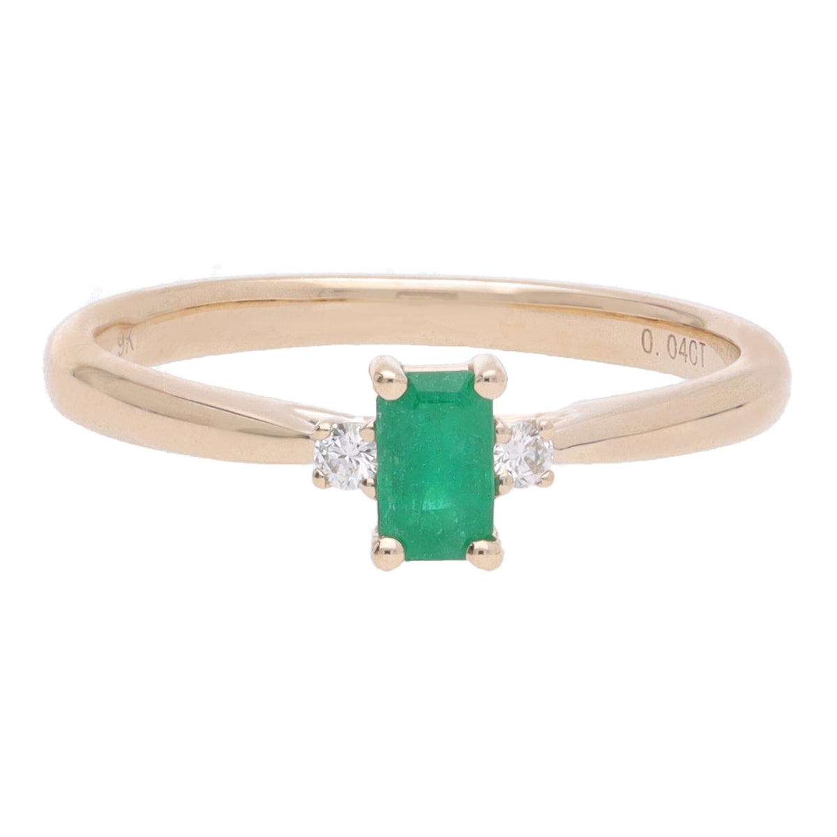 Emerald and Diamond 9ct Yellow Gold Three Stone Ring - Michael Jones Jeweller