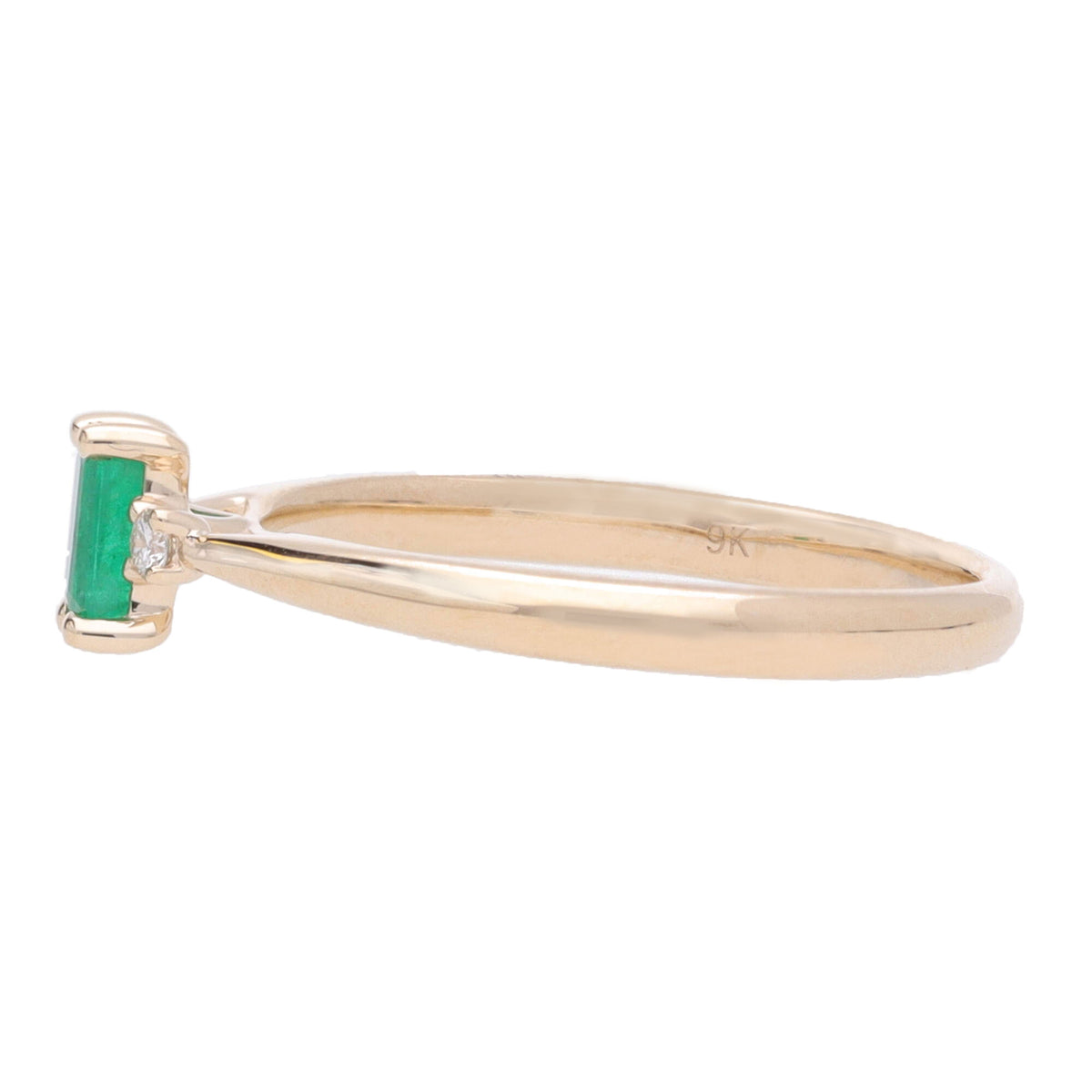 Emerald and Diamond 9ct Yellow Gold Three Stone Ring - Michael Jones Jeweller