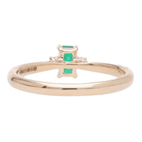 Emerald and Diamond 9ct Yellow Gold Three Stone Ring