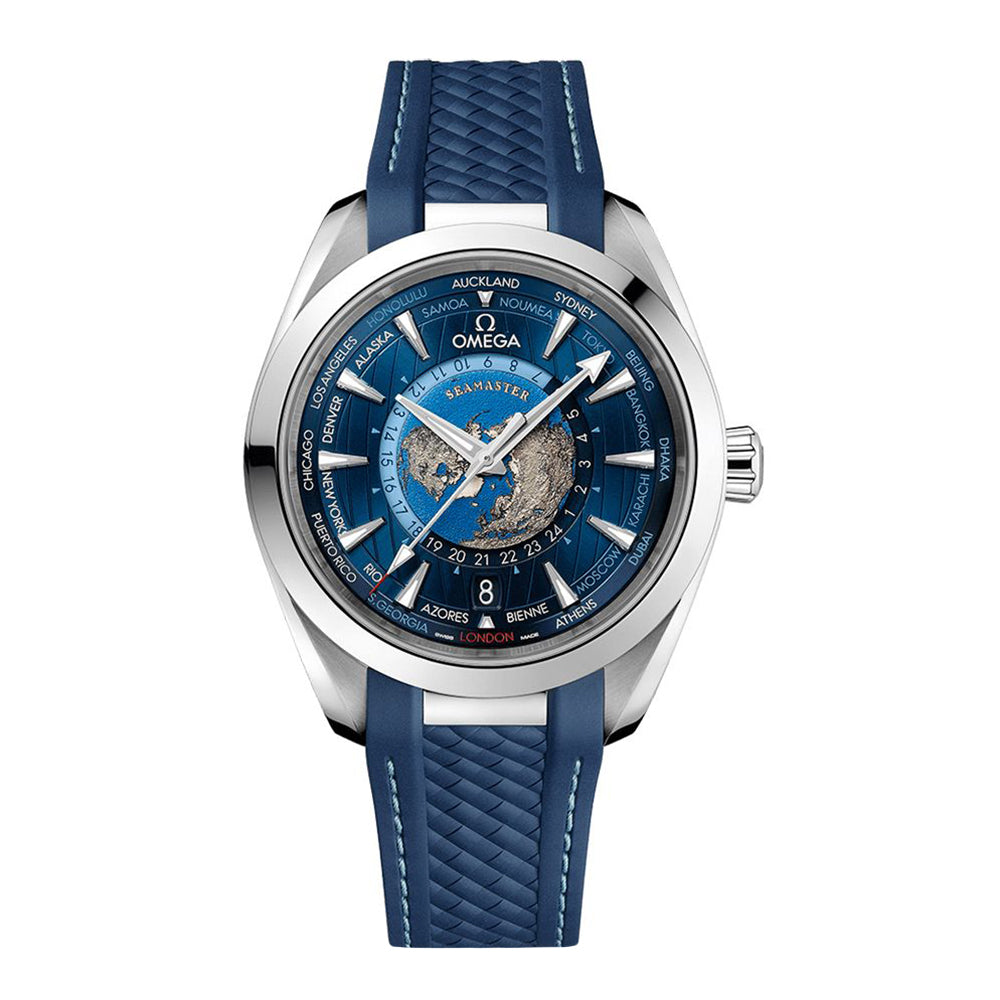 OMEGA Seamaster Aqua Terra 150m Co-Axial Master Chronometer GMT Worldtimer 43mm O22012432203001 - Michael Jones Jeweller